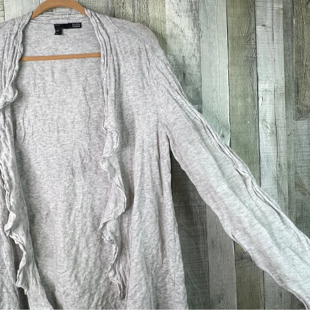 Eileen Fisher Size 1X Asymmetrical Overpiece/Cardigan Open Front Lightweight - Picture 3 of 7